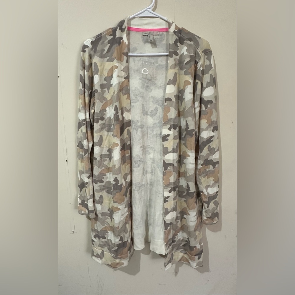 Isaac Mizhari Live Medium Camo Open Front Duster Cardigan Festival Boho